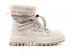 Almond Milk Khaki Women Palladium PALLASHOCK HIVER High Tops Shoes USA | WVC-203691