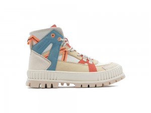 Almond Milk Khaki Women Palladium PALLASHOCK OUTCITY High Top Boots USA | IHK-708592