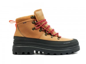 Apple Cinammon Brown Kids' Palladium PALLATROOPER HIKER WP+ X FINISTERRE High Top Boots USA | VZN-871962