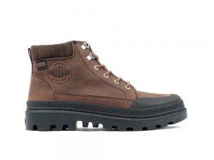 Bison Brown Men Palladium PALLATROOPER CUFF WP+ High Tops Shoes USA | ICY-567901