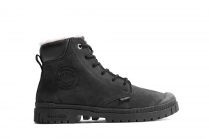 Black Men Palladium SP20 CUFF LEATHER WATERPROOF WL High Tops Shoes USA | JXP-716850