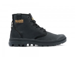 Black Women Palladium PAMPA HI COATED High Tops Shoes USA | MBH-394605