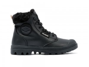 Black Women Palladium PAMPA HI SNOW WARM High Tops Shoes USA | JAI-469572