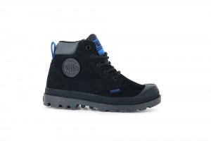 Black / Black Kids' Palladium PAMPA HI CUFF WP OZ High Top Boots USA | CJB-591036