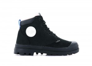 Black / Black Kids' Palladium PAMPA HI CUFF WPS OZ High Top Boots USA | JNL-432958