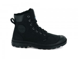 Black / Black Kids' Palladium PAMPA SPORT CUFF WPS High Top Boots USA | QBE-645987