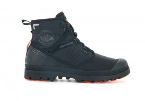 Black / Black Kids' Palladium PAMPA TRAVEL LITE+ WATERPROOF High Top Boots USA | FDM-945108