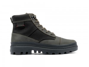 Black / Olive Night Men Palladium PALLATROOPER ROUGH High Top Boots USA | KYO-385714