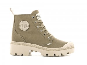 Butternut Green Women Palladium PALLABASE TWILL High Top Boots USA | JTZ-861249