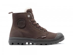 Dark Cocoa Brown Women Palladium PAMPA HI ZIP WL High Tops Shoes USA | LDT-294507