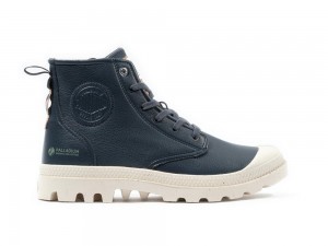 Dark Navy Men Palladium PAMPA HI RE-VEGAN LTH High Tops Shoes USA | KFD-049318