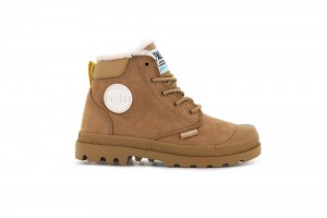 Dear Brown Kids' Palladium PAMPA HI CUFF WPS OZ High Top Boots USA | URW-328475