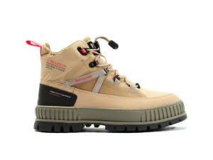 Desert Beige Kids' Palladium PALLASHOCK TRAVEL WP+ High Top Boots USA | ZAB-840672