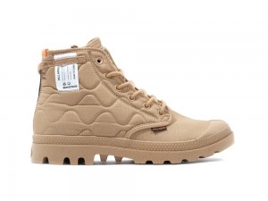 Desert Beige Kids' Palladium PAMPA RE-QUILTED High Top Boots USA | YZV-691503