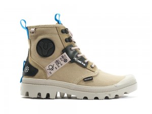 Dune Grey Kids' Palladium PAMPA X DESTINY High Top Boots USA | CZA-924016