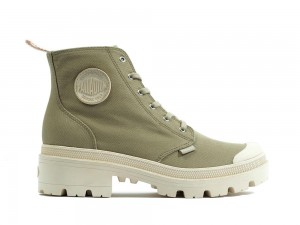 Dune Grey Women Palladium PALLABASE TWILL High Top Boots USA | DFC-789604