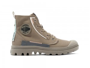 Dusky Green Women Palladium PAMPA UNDERLAYER High Tops Shoes USA | YIE-095284