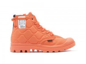 Firecraker Orange Kids' Palladium PAMPA RE-QUILTED High Top Boots USA | TKG-325906