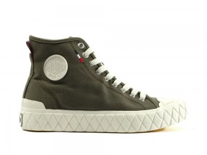 Olive Night Men Palladium PALLA ACE CANVAS MID High Top Sneakers USA | YCF-586302