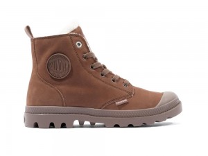 Pine Bark Brown Women Palladium PAMPA HI ZIP WL High Tops Shoes USA | UTJ-014392