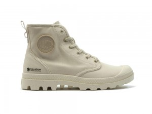 Sahara Beige Kids' Palladium PAMPA HI ZIP ORGANIC High Top Boots USA | AMR-438512