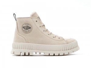 Sahara Beige Women Palladium PALLASHOCK ZIP WARM High Tops Shoes USA | FZY-054638