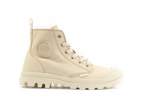 Sahara Beige Women Palladium PAMPA HI ZIP WL High Tops Shoes USA | IQB-863154