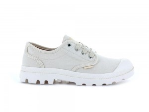 Sahara Beige Women Palladium PAMPA OXFORD Low Tops Shoes USA | IHC-391065