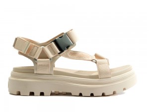 Sand Beige Women Palladium PALLACRUISE STRAP Sandals USA | ZXV-498637