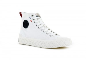 Star White Men Palladium PALLA ACE CANVAS MID High Top Sneakers USA | WUB-628957