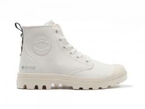 Star White Men Palladium PAMPA HI RE-VEGAN LTH High Tops Shoes USA | QES-640982