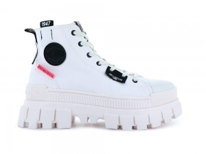 Star White / Marshmallow Women Palladium REVOLT HI TX High Top Boots USA | ICV-928170