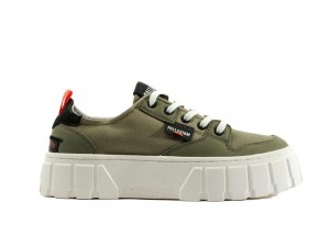 Vetiver Green Women Palladium PALLATOWER LO Low Tops Sneakers USA | BND-865249