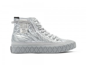 Warm Silver Women Palladium PALLA ACE RE-QUILT W High Tops Shoes USA | TMZ-013759