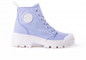 Xenon Blue Women Palladium PALLABASE TWILL Heel Boots USA | HBN-618743