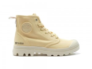 Yellow Crème Men Palladium PAMPA HI ZIP ORGANIC High Tops Shoes USA | KQO-659813