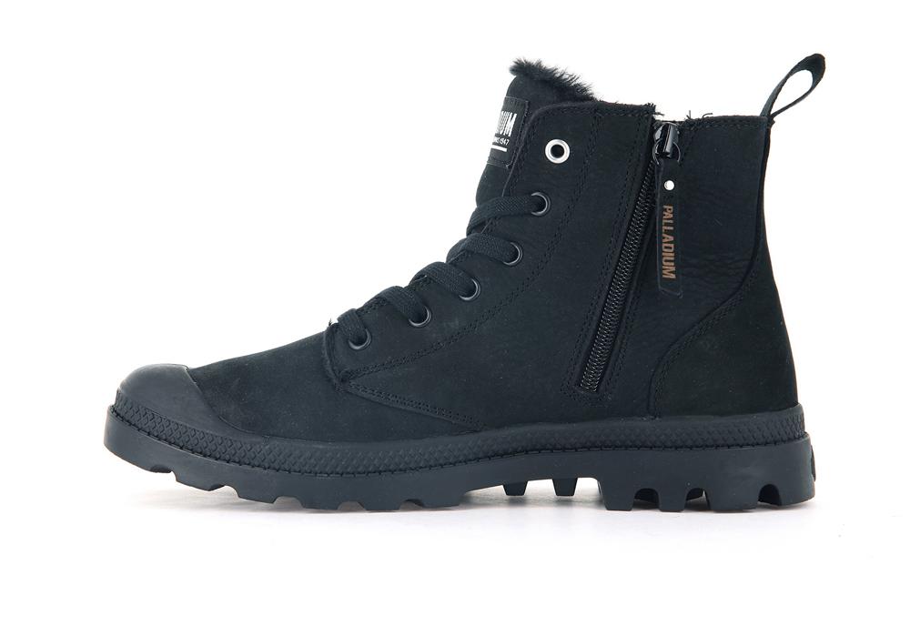 All Black Men Palladium PAMPA HI ZIP WL High Tops Shoes  USA |  CAY-072958