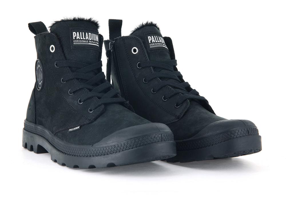 All Black Men Palladium PAMPA HI ZIP WL High Tops Shoes  USA |  CAY-072958