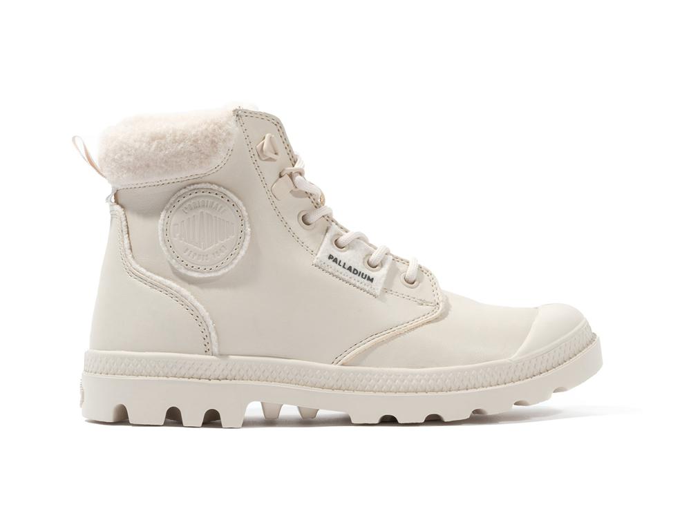 Almond Milk Khaki Women Palladium PAMPA HI SNOW WARM High Top Boots  USA |  MJE-840621