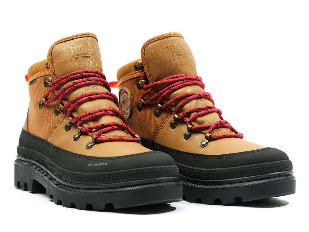 Apple Cinammon Brown Kids' Palladium PALLATROOPER HIKER WP+ X FINISTERRE High Top Boots  USA |  VZN-871962