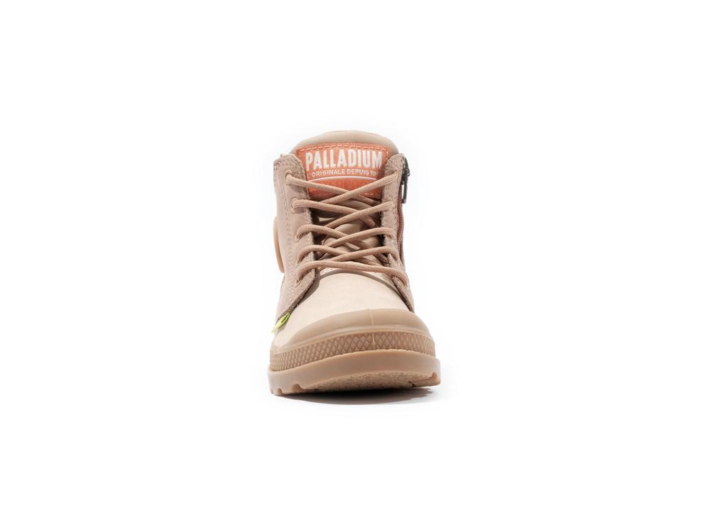 Beige Tan / Nude Brown Kids' Palladium PAMPA HI CUFF WP OZ High Top Boots  USA |  DBC-291340