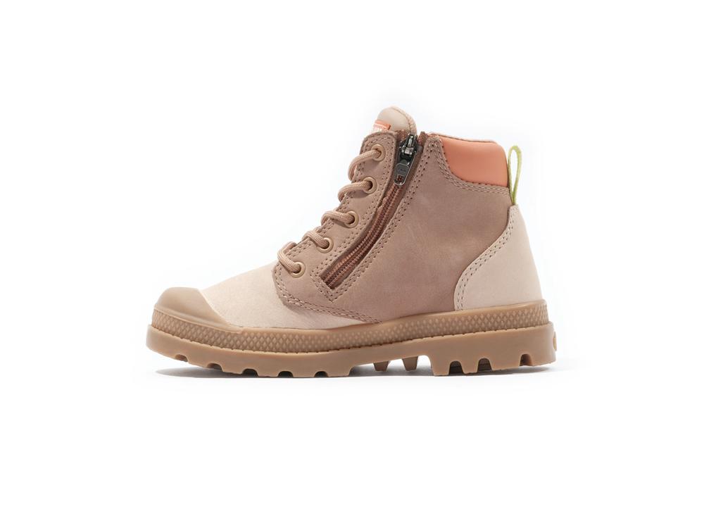 Beige Tan / Nude Brown Kids' Palladium PAMPA HI CUFF WP OZ High Top Boots  USA |  DBC-291340