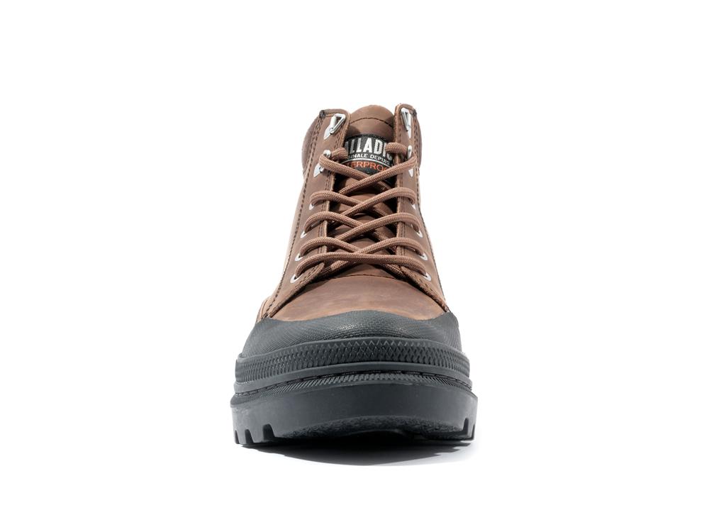 Bison Brown Men Palladium PALLATROOPER CUFF WP+ High Tops Shoes  USA |  ICY-567901