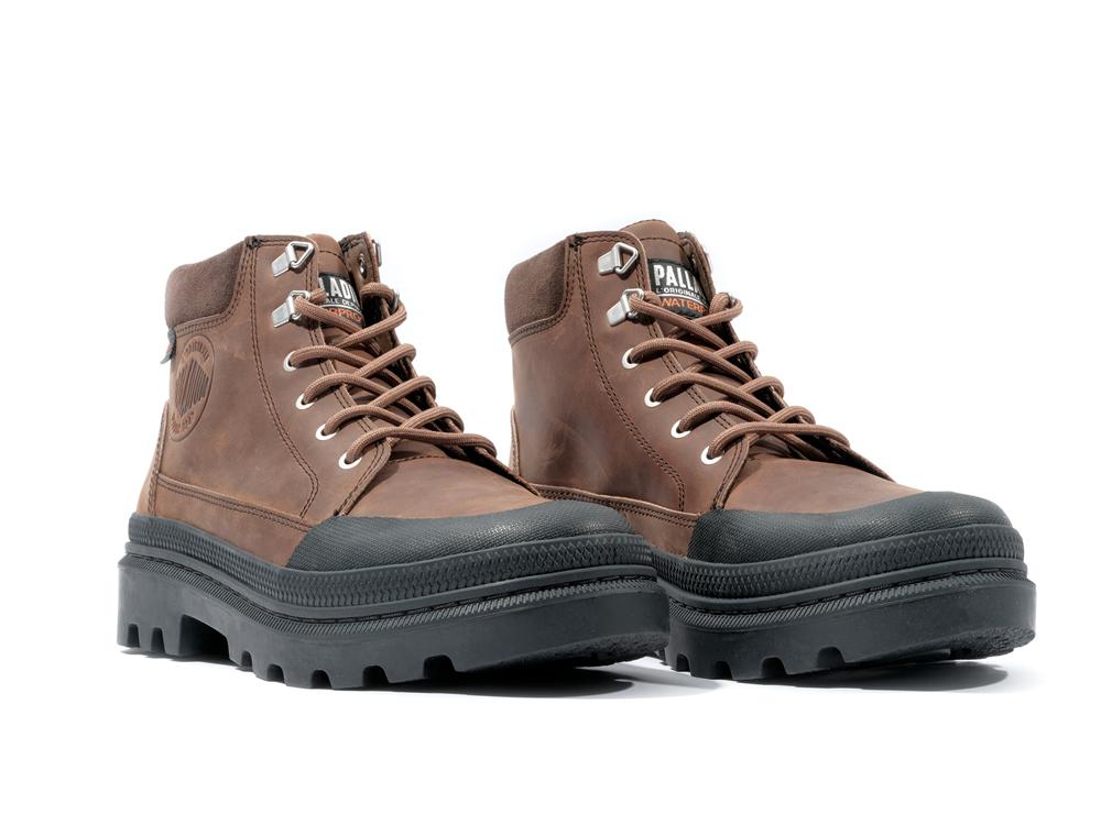 Bison Brown Men Palladium PALLATROOPER CUFF WP+ High Tops Shoes  USA |  ICY-567901