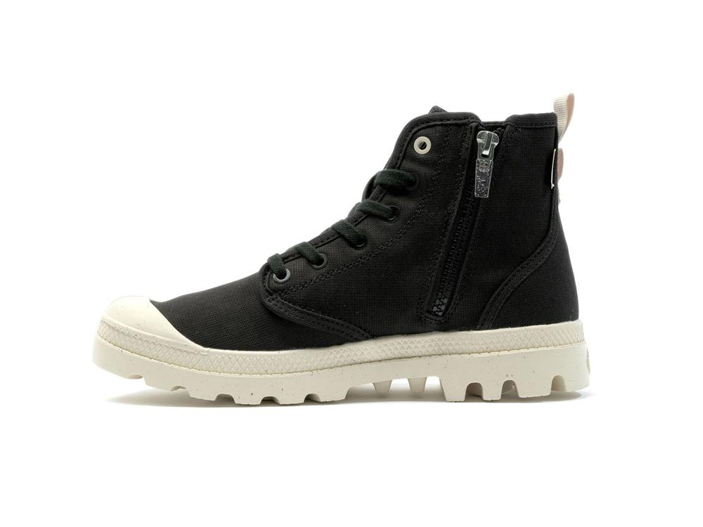 Black Kids' Palladium PAMPA HI ZIP ORGANIC High Top Boots  USA |  YIN-036815