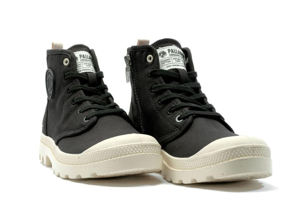 Black Kids' Palladium PAMPA HI ZIP ORGANIC High Top Boots  USA |  YIN-036815