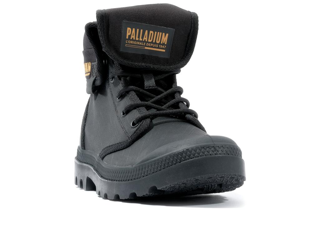 Black Men Palladium BAGGY COATED High Tops Shoes  USA |  QHD-314075