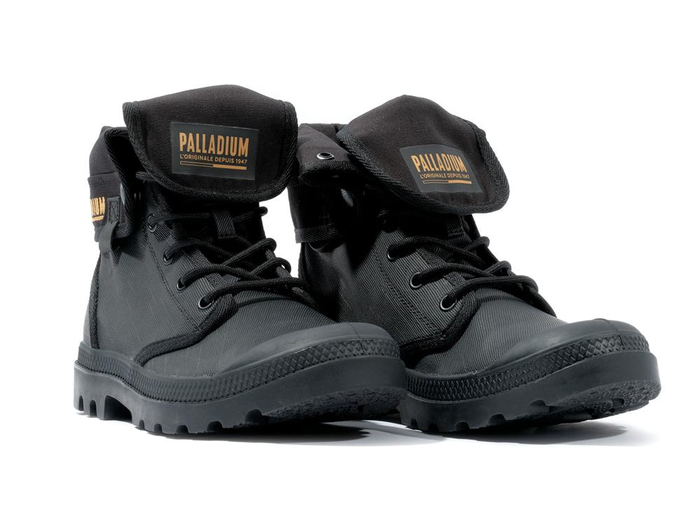 Black Men Palladium BAGGY COATED High Tops Shoes  USA |  QHD-314075