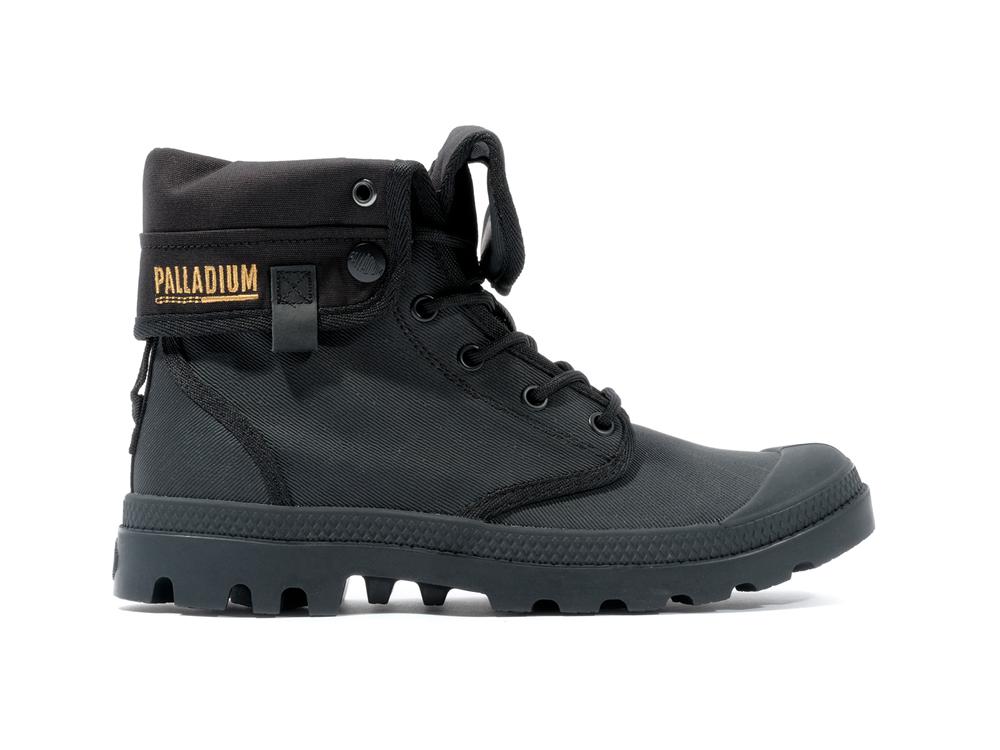 Black Men Palladium BAGGY COATED High Tops Shoes  USA |  QHD-314075