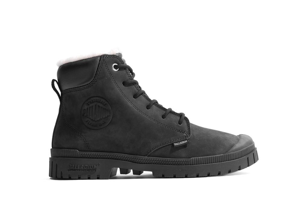 Black Men Palladium SP20 CUFF LEATHER WATERPROOF WL High Tops Shoes  USA |  JXP-716850